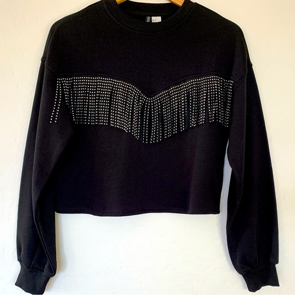 H&M Tops - NWT H&M Black Studded Fringe Sweatshirt. Size: XS. Excellent condition